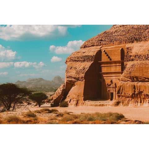 Alula-Saudi Arabia Black Modern Wood Framed Art Print by Khaled