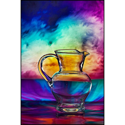 a glass water bowl Black Modern Wood Framed Art Print by Esto, Darija