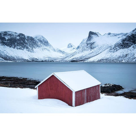 Red Hut Gold Ornate Wood Framed Art Print with Double Matting by Landolt, Susanne