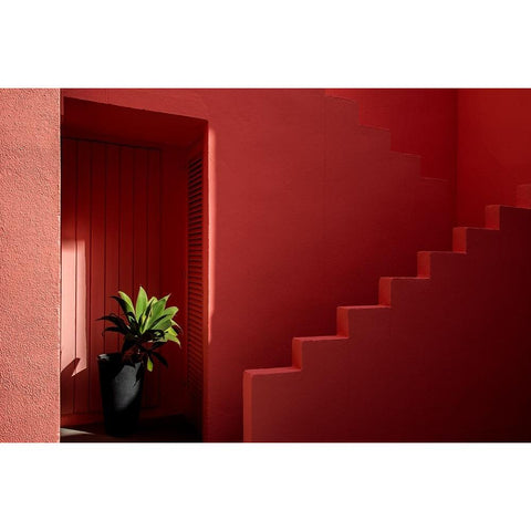 Muralla Roja #6 Black Modern Wood Framed Art Print with Double Matting by Wride, Linda