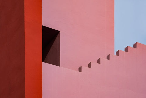 Muralla Roja #7 Black Ornate Wood Framed Art Print with Double Matting by Wride, Linda