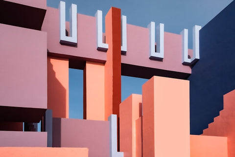 Muralla Roja #8 White Modern Wood Framed Art Print with Double Matting by Wride, Linda