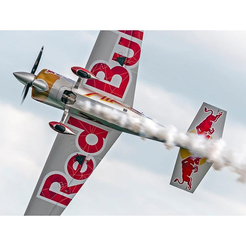 RedBull plane White Modern Wood Framed Art Print by Bondarenko, Alexander