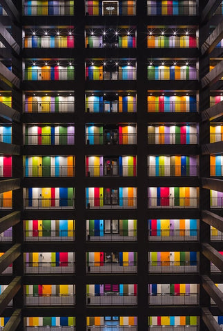 Colorful Building White Modern Wood Framed Art Print with Double Matting by Chen, Liang