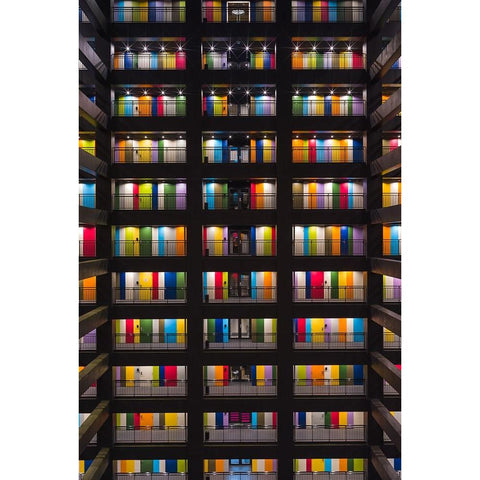Colorful Building Black Modern Wood Framed Art Print by Chen, Liang