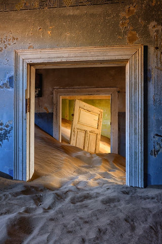 Kolmanskop White Modern Wood Framed Art Print with Double Matting by Zheng, Michael