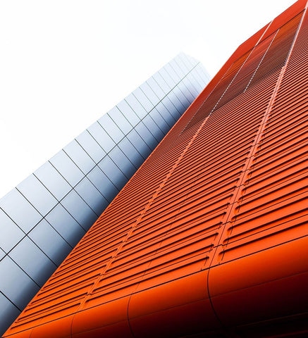 Red Wall White Modern Wood Framed Art Print with Double Matting by Lionse, Art