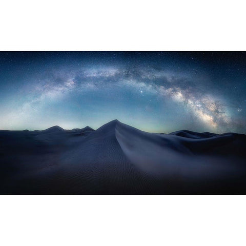 Desert Starry Sky Black Modern Wood Framed Art Print with Double Matting by Cui, Yuan