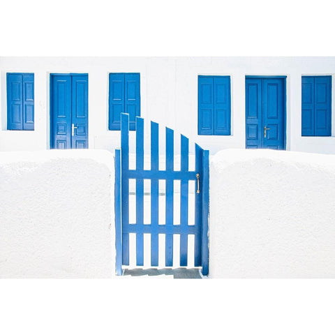 Whitewash And Blue Paint White Modern Wood Framed Art Print by Wride, Linda