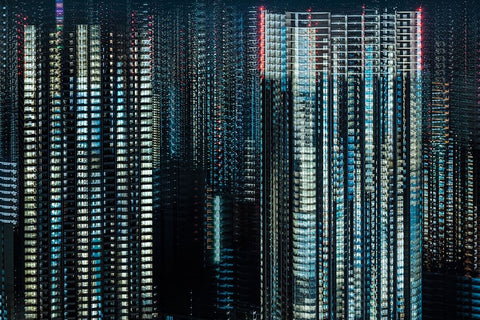 Tokyo Layers Black Ornate Wood Framed Art Print with Double Matting by Makoto, Sasaki