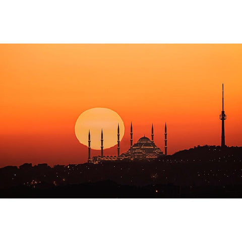 Sunrise In Istanbul Black Modern Wood Framed Art Print with Double Matting by Jin, Jie