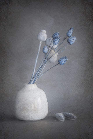 Serenity White Modern Wood Framed Art Print with Double Matting by Kiral, Cicek