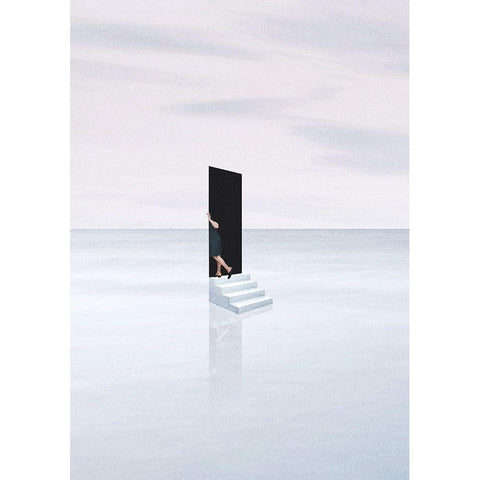 Escapism Black Modern Wood Framed Art Print with Double Matting by Leon, Maarten