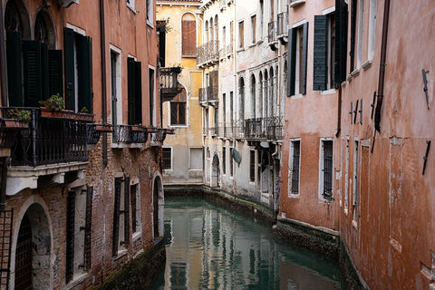 Venice Streets Black Ornate Wood Framed Art Print with Double Matting by Shacked, Barak