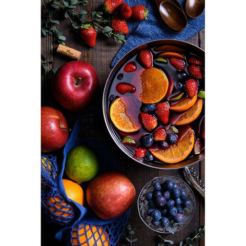 Sangria Table White Modern Wood Framed Art Print by Aoki, Juri