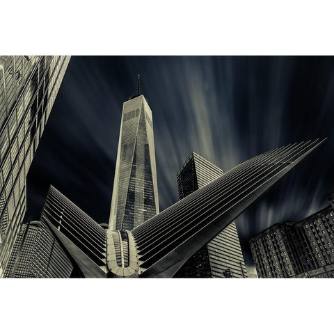 World Trade Center Black Modern Wood Framed Art Print by abu milad, Emil