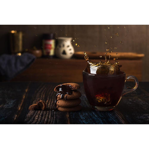 Splash Black Modern Wood Framed Art Print by Dhuper, Sumit