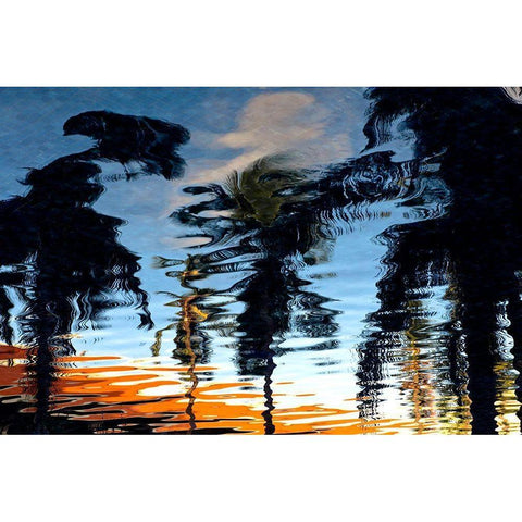 Palm Reflections White Modern Wood Framed Art Print by Mossholder, Tim