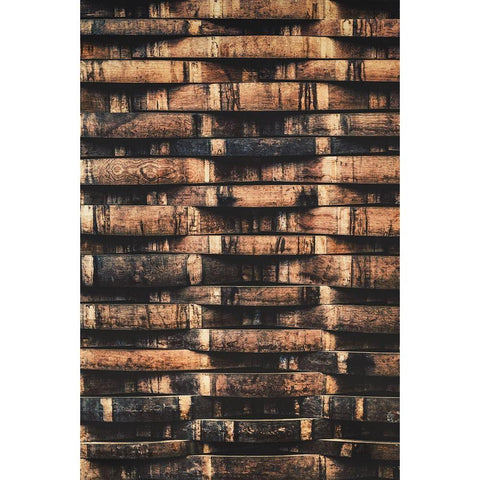 Wine Barrel Slats Black Modern Wood Framed Art Print with Double Matting by Mossholder, Tim