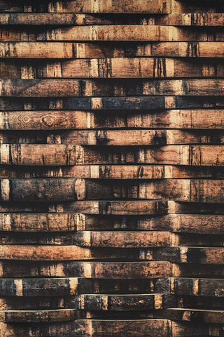 Wine Barrel Slats Black Ornate Wood Framed Art Print with Double Matting by Mossholder, Tim