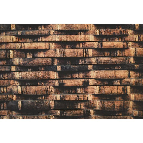 Wine Barrel Slats Black Modern Wood Framed Art Print with Double Matting by Mossholder, Tim