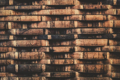 Wine Barrel Slats Black Ornate Wood Framed Art Print with Double Matting by Mossholder, Tim