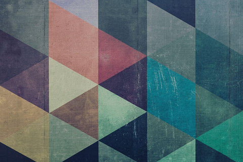 Triangle Textures White Modern Wood Framed Art Print with Double Matting by Mossholder, Tim