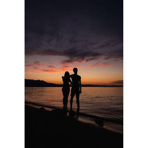 Couple Silhouette Black Modern Wood Framed Art Print with Double Matting by Mossholder, Tim