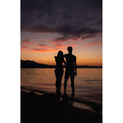 Couple Silhouette Gold Ornate Wood Framed Art Print with Double Matting by Mossholder, Tim