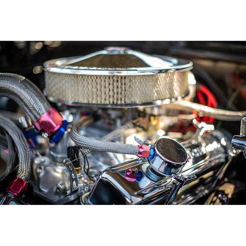 Auto Engine Gold Ornate Wood Framed Art Print with Double Matting by Mossholder, Tim