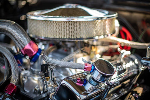 Auto Engine White Modern Wood Framed Art Print with Double Matting by Mossholder, Tim