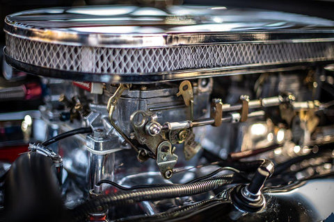 Auto Engine White Modern Wood Framed Art Print with Double Matting by Mossholder, Tim