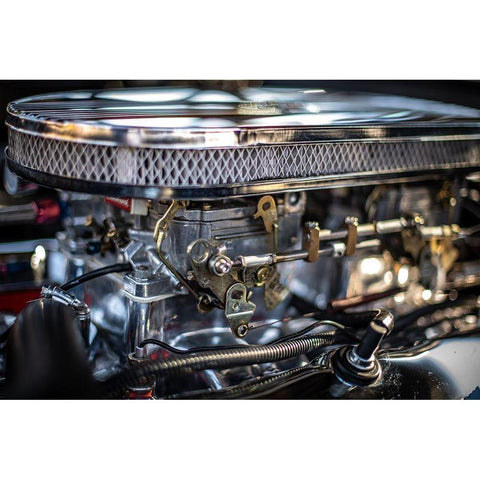 Auto Engine White Modern Wood Framed Art Print by Mossholder, Tim