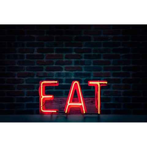 Eat in Neon Black Modern Wood Framed Art Print with Double Matting by Mossholder, Tim