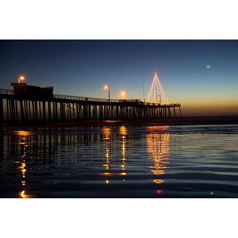 Christmas at Pismo Beach Gold Ornate Wood Framed Art Print with Double Matting by Mossholder, Tim