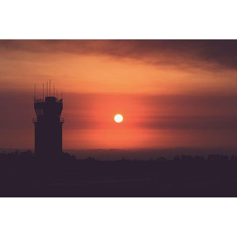 Orange Airport Black Modern Wood Framed Art Print by Mossholder, Tim