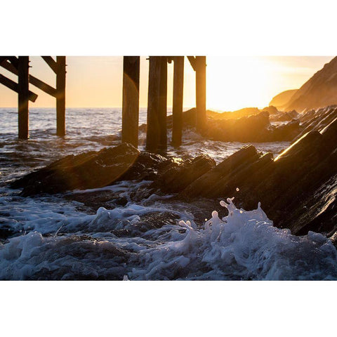 Coast at Sunset Black Modern Wood Framed Art Print with Double Matting by Mossholder, Tim