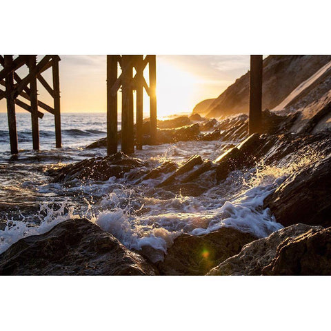 Coast at Sunset Gold Ornate Wood Framed Art Print with Double Matting by Mossholder, Tim