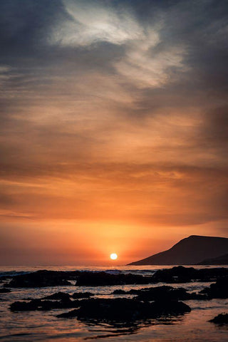 Orange Sunset White Modern Wood Framed Art Print with Double Matting by Mossholder, Tim