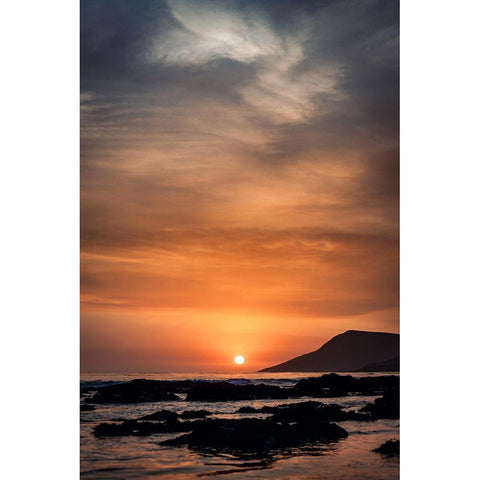 Orange Sunset Gold Ornate Wood Framed Art Print with Double Matting by Mossholder, Tim