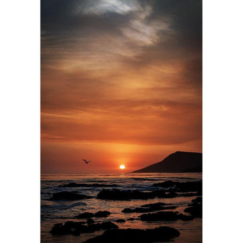 Orange Sunset Black Modern Wood Framed Art Print with Double Matting by Mossholder, Tim