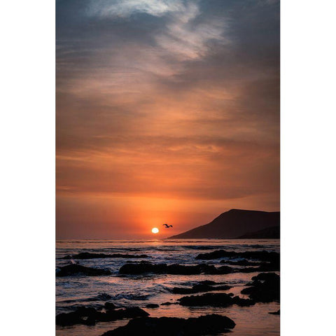 Orange Sunset Gold Ornate Wood Framed Art Print with Double Matting by Mossholder, Tim