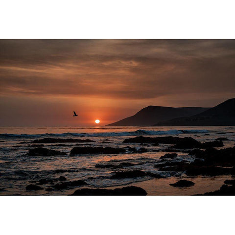 Orange Sunset Black Modern Wood Framed Art Print with Double Matting by Mossholder, Tim
