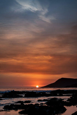 Orange Sunset White Modern Wood Framed Art Print with Double Matting by Mossholder, Tim