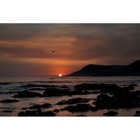 Orange Sunset Black Modern Wood Framed Art Print with Double Matting by Mossholder, Tim