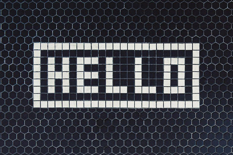 Hello Black Ornate Wood Framed Art Print with Double Matting by Mossholder, Tim