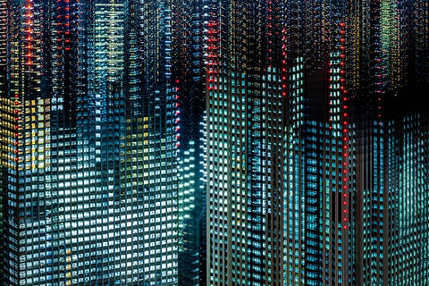 tokyo layers White Modern Wood Framed Art Print with Double Matting by Makoto, Sasaki