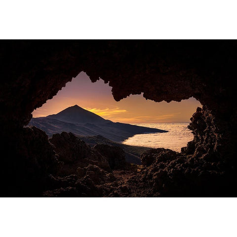 vulcano carve Black Modern Wood Framed Art Print with Double Matting by Inderst, Rainer