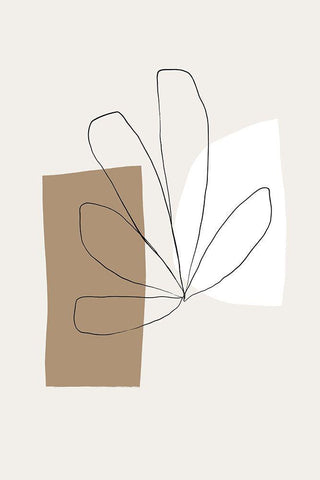 Flower and Shapes White Modern Wood Framed Art Print with Double Matting by Sawall, Anastasia