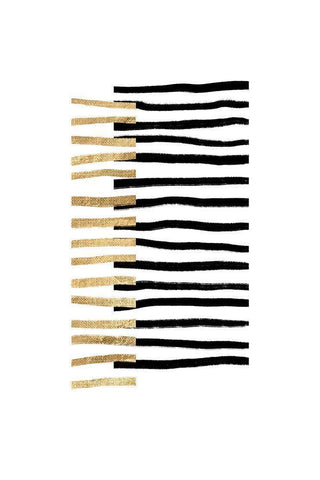 Gold on Black Lines White Modern Wood Framed Art Print with Double Matting by Sawall, Anastasia